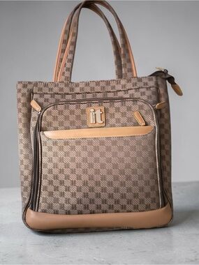 Vintage IT Luggage Monogram Laptop Travel Work Tote Bag